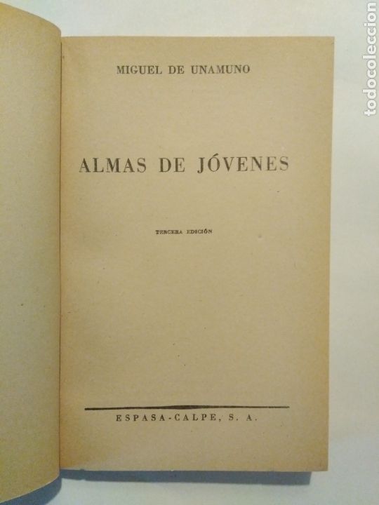 Libros de segunda mano: Almas de j&oacute;venes / Miguel de Unamuno. Austral, 499. - Foto 2