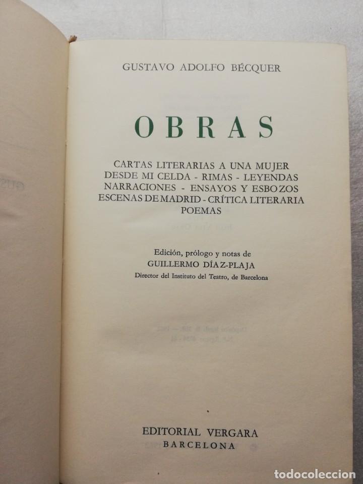 Libros de segunda mano: OBRAS,GUSTAVO ADOLFO B&Eacute;CQUER,EDITORIAL VERGARA, - Foto 3
