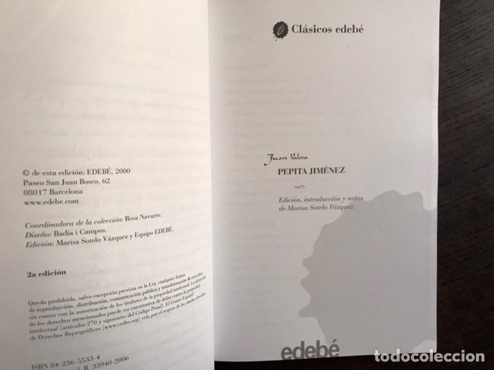 Libros de segunda mano: Pepita Jim&eacute;nez. Juan Valera. Cl&aacute;sicos Edeb&eacute; - Foto 3