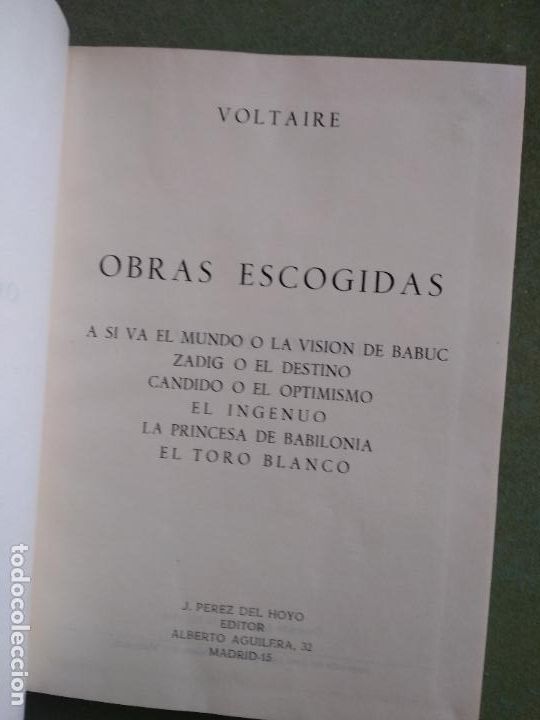 Libros de segunda mano: VOLTAIRE : OBRAS ESCOGIDAS (PEREZ DEL HOYO, - Foto 2