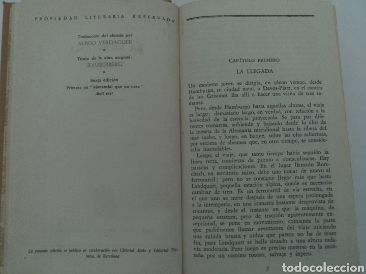 Libros de segunda mano: La Monta&ntilde;a M&aacute;gica de Thomas Mann. Edici&oacute;n a&ntilde;o1947 - Foto 2