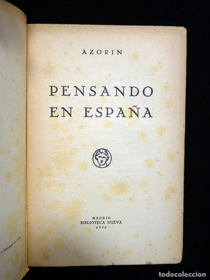 Libros de segunda mano: AZOR&Iacute;N. PENSANDO EN ESPA&Ntilde;A. BIBLIOTECA NUEVA, 1940 - Foto 3
