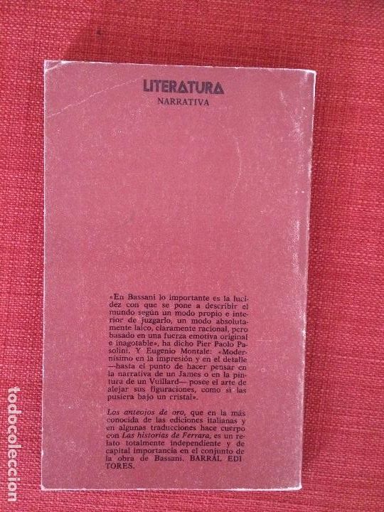Libros de segunda mano: Los anteojos de oro - Giorgio Bassani - Foto 2