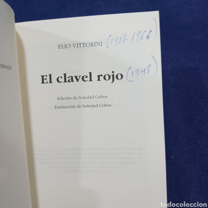 Libros de segunda mano: ELIO VITTORINI - EL CLAVEL ROJO - C&Aacute;TEDRA N&ordm; 215 - Foto 3