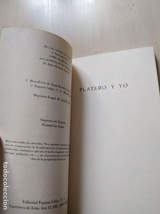 Libros de segunda mano: Facs&iacute;mil. Platero y Yo - Juan Ram&ntilde;on Jim&eacute;nez Espasa Calpe. Limitada - Foto 3