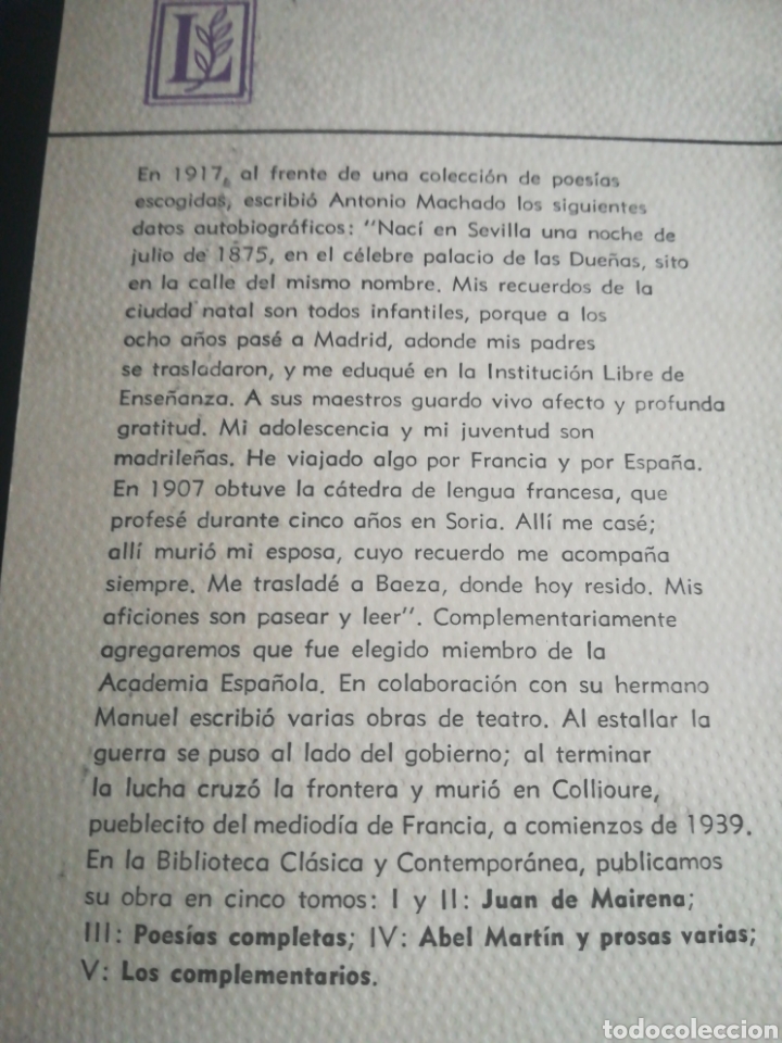 Libros de segunda mano: Jan de Mirena I Y II Antonio Machado dos tomos 1973 - Foto 2