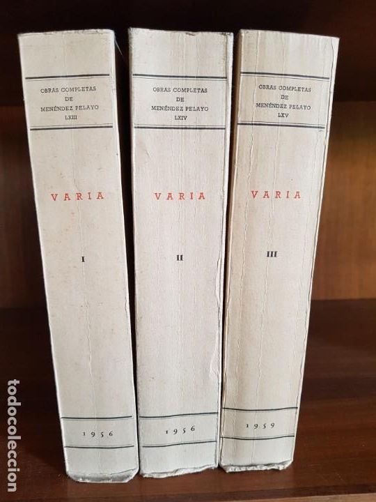 Libros de segunda mano: VARIA. OBRAS COMPLETAS. 3 TOMOS. MEN&Eacute;NDEZ PELAYO. INTONSOS - Foto 1