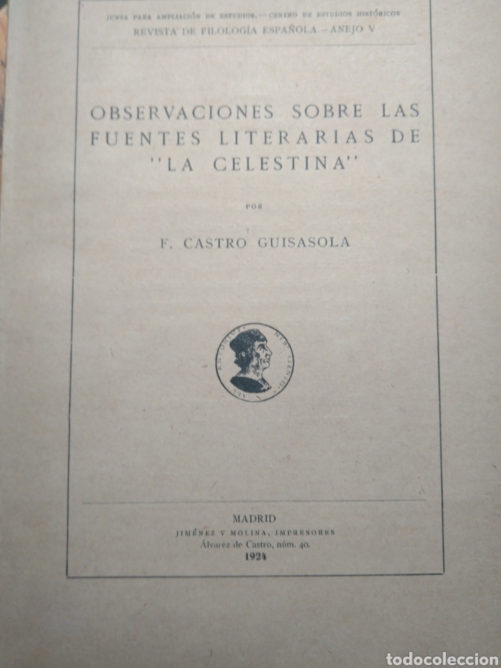 Libros de segunda mano: GUISASOLA CASTRO F. OBSERVACIONES SOBRE LAS FUENTES LITERARIAS DE LA CELESTINA