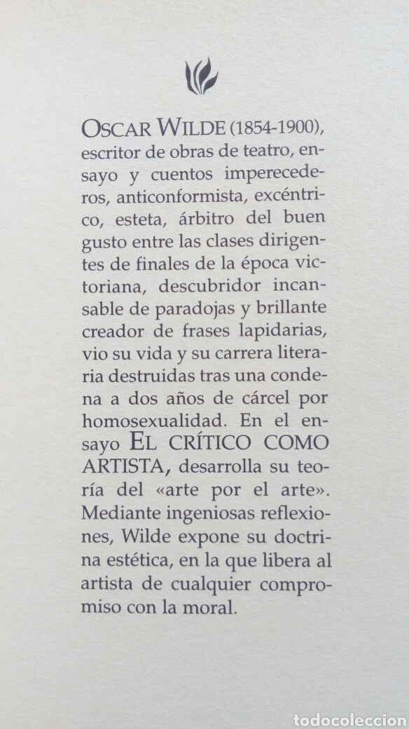 Libros de segunda mano: El cr&iacute;tico como artista. Oscar Wilde. - Foto 3