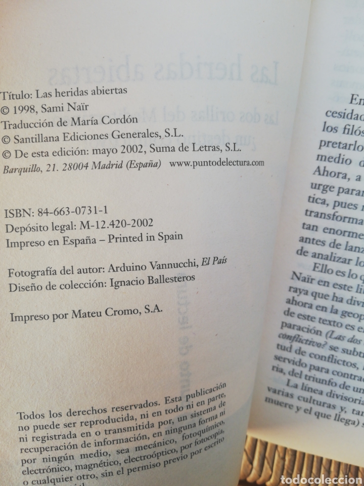 Libros de segunda mano: Las heridas abiertas. Sami Na&iuml;r - Foto 3