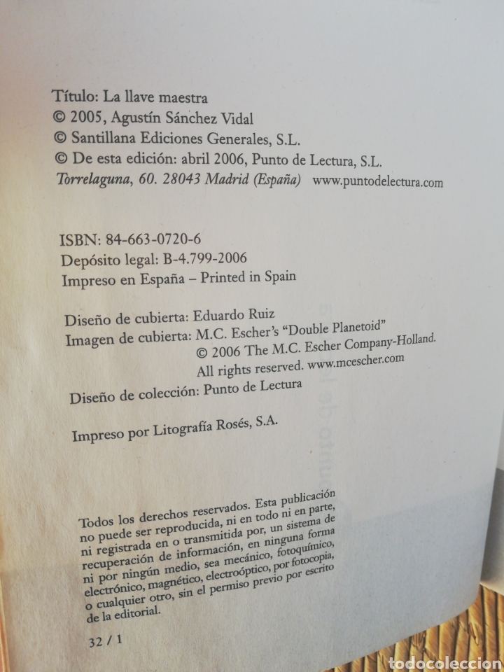Libros de segunda mano: La llave maestra. Agust&iacute;n S&aacute;nchez Vidal - Foto 2