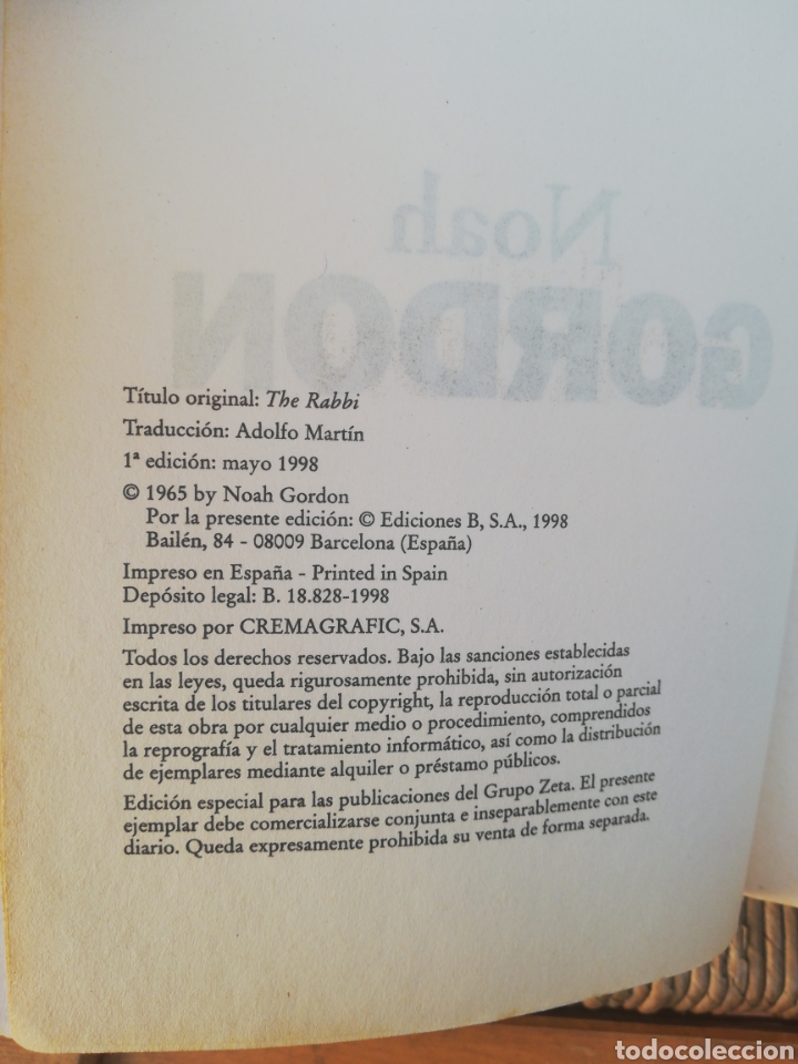 Libros de segunda mano: El rabino. Noah Gordon - Foto 3