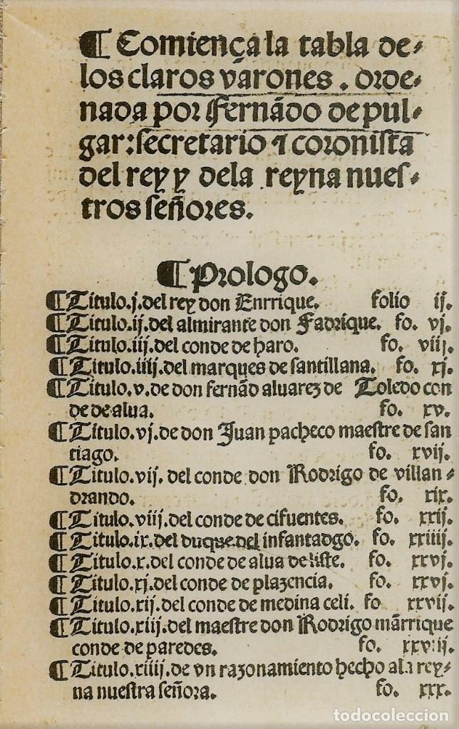 Libros de segunda mano: CLAROS VARONES DE ESPA&Ntilde;A, DE HERNANDO DEL PULGAR. FACSIMIL - Foto 3