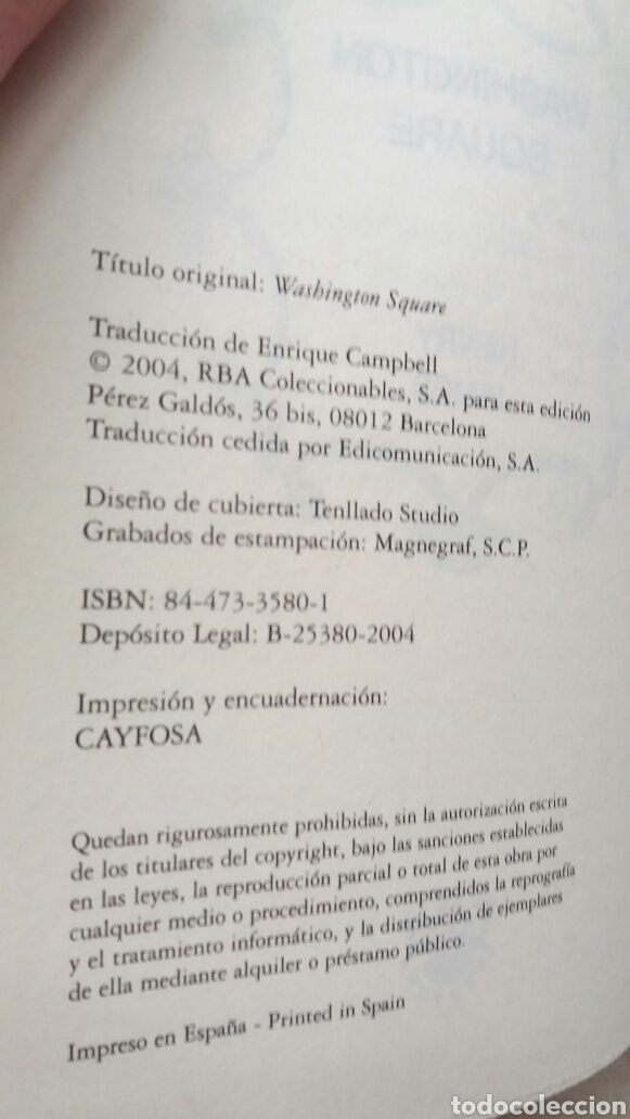 Libros de segunda mano: Washington Square. Henry James. RBA Editores, rom&aacute;ntica, 2004. - Foto 6