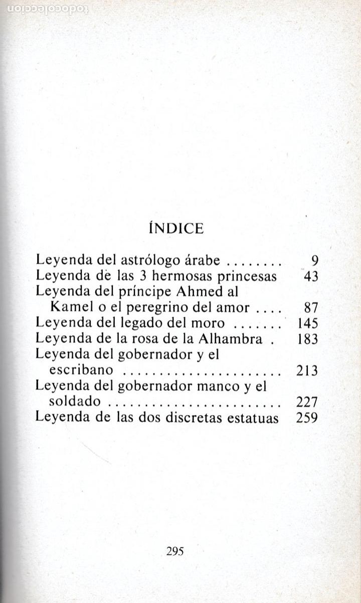 Libros de segunda mano: Leyendas de la Alhambra / Washington Irving ( VERSI&Oacute;N &Iacute;NTEGRA ) - Foto 4
