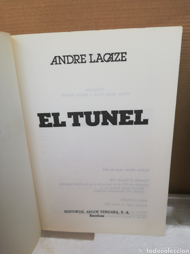 Libros de segunda mano: El t&uacute;nel. Andre Lacaze. Argos Vergara - Foto 2