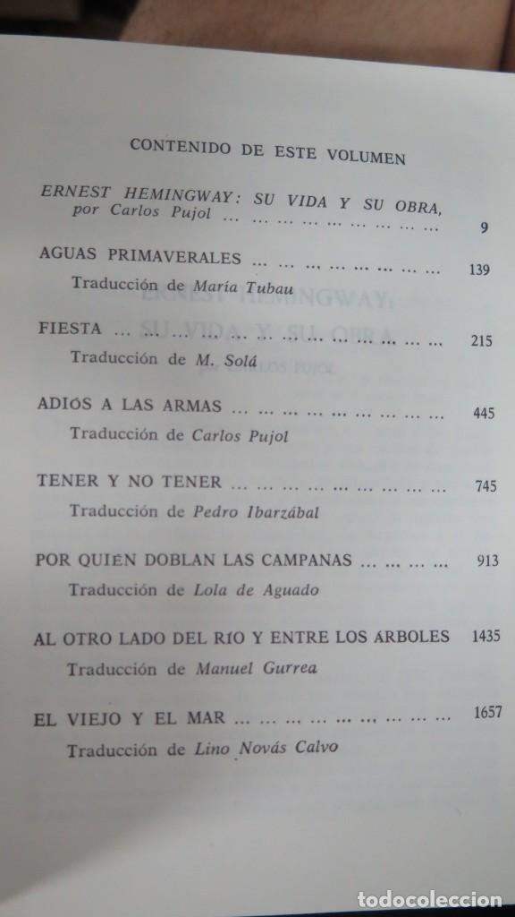 Libros de segunda mano: 1969-1971.- OBRAS SELECTAS. HEMINGWAY. 2 TOMOS. PLANETA - Foto 4