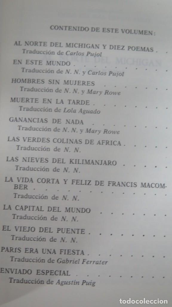Libros de segunda mano: 1969-1971.- OBRAS SELECTAS. HEMINGWAY. 2 TOMOS. PLANETA - Foto 6