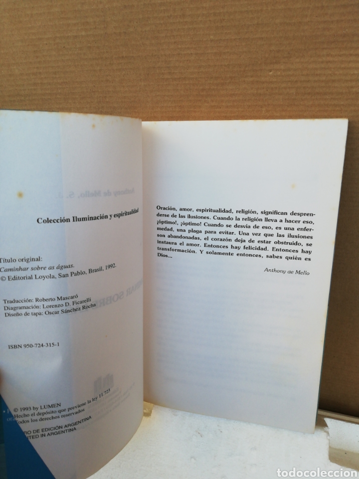 Libros de segunda mano: Caminar sobre las aguas .Anthony de Mello . Editorial lumen - Foto 3