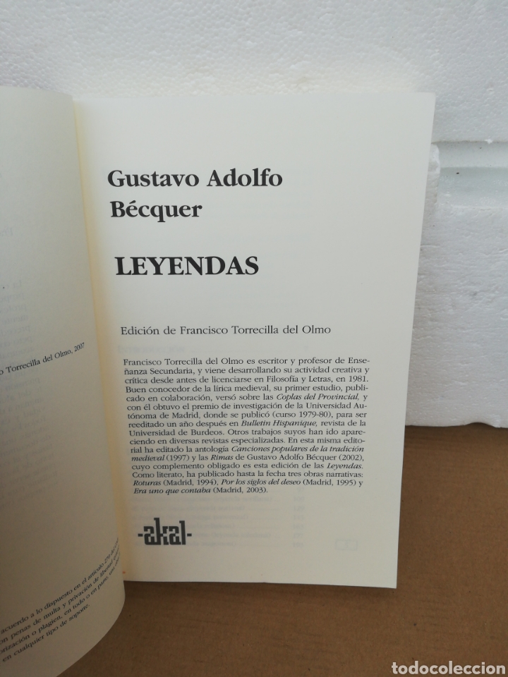 Libros de segunda mano: Leyendas. Gustavo Adolfo B&eacute;cquer .Akal - Foto 3