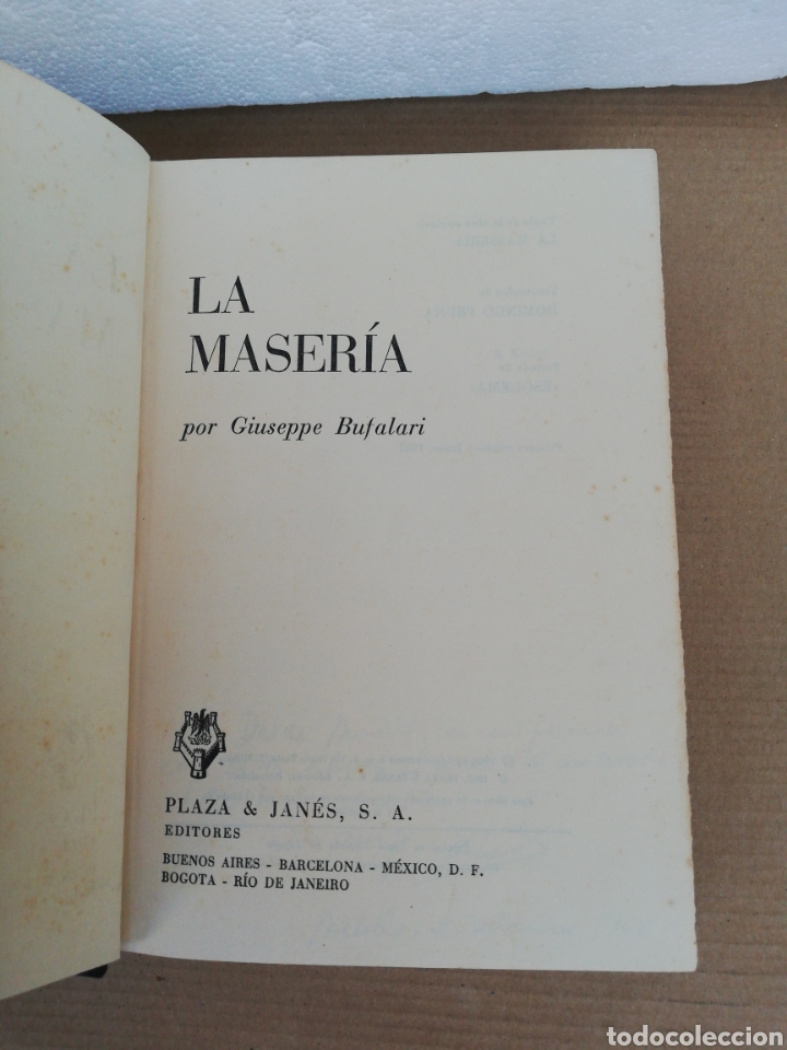 Libros de segunda mano: La maseria . Giuseppe bufalari. Plaza Janes - Foto 2