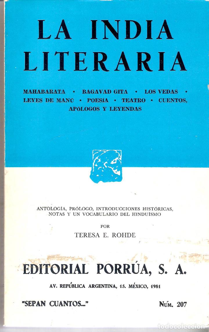 Libros de segunda mano: LA INDIA LITERARIA - TERESA E. ROHDE - Foto 1