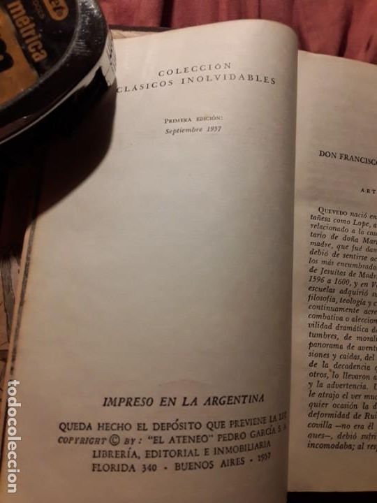 Libros de segunda mano: Obras selectas, de Quevedo. El ateneo (Argentina), 1957. - Foto 2
