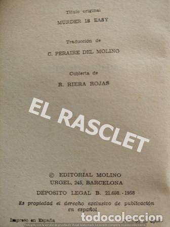 Libros de segunda mano: LIBRO - AGATHA CHRISTIE - MATAR ES FACIL - A&Ntilde;O 1958 - - Foto 3
