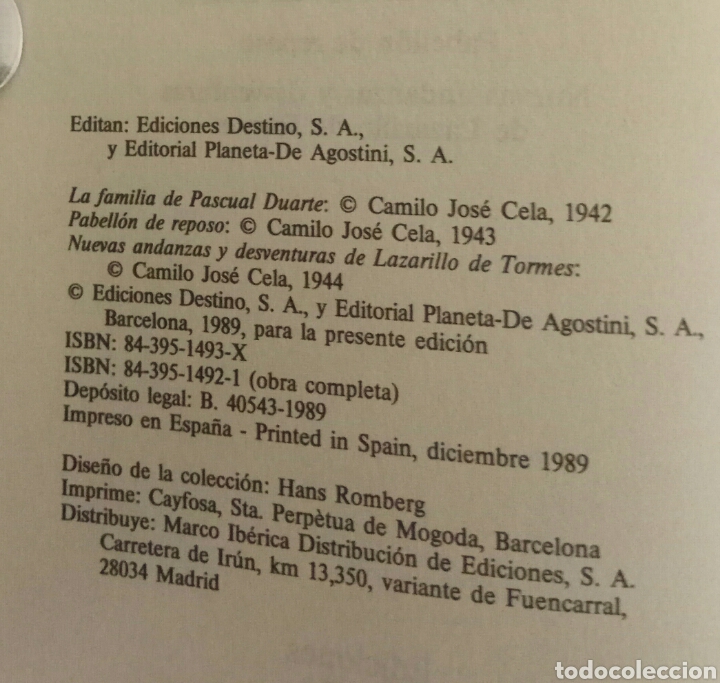 Libros de segunda mano: Obras completas. Camilo Jos&eacute; Cela. Vol&uacute;menes 1 y 2 - Foto 4