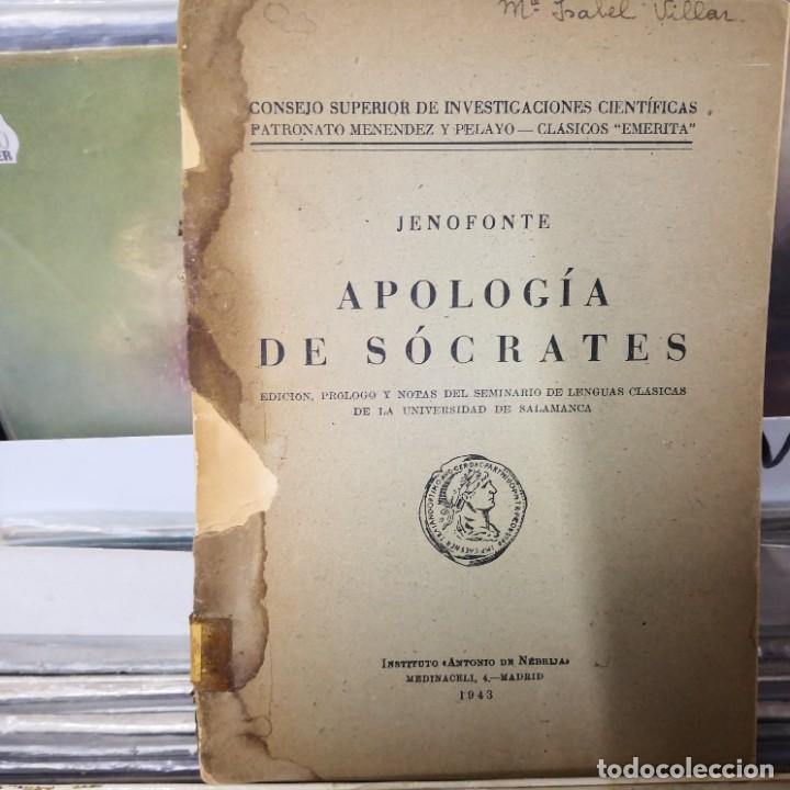 Libros de segunda mano: APOLOG&Iacute;A DE S&Oacute;CRATES- JENOFONTE-1943