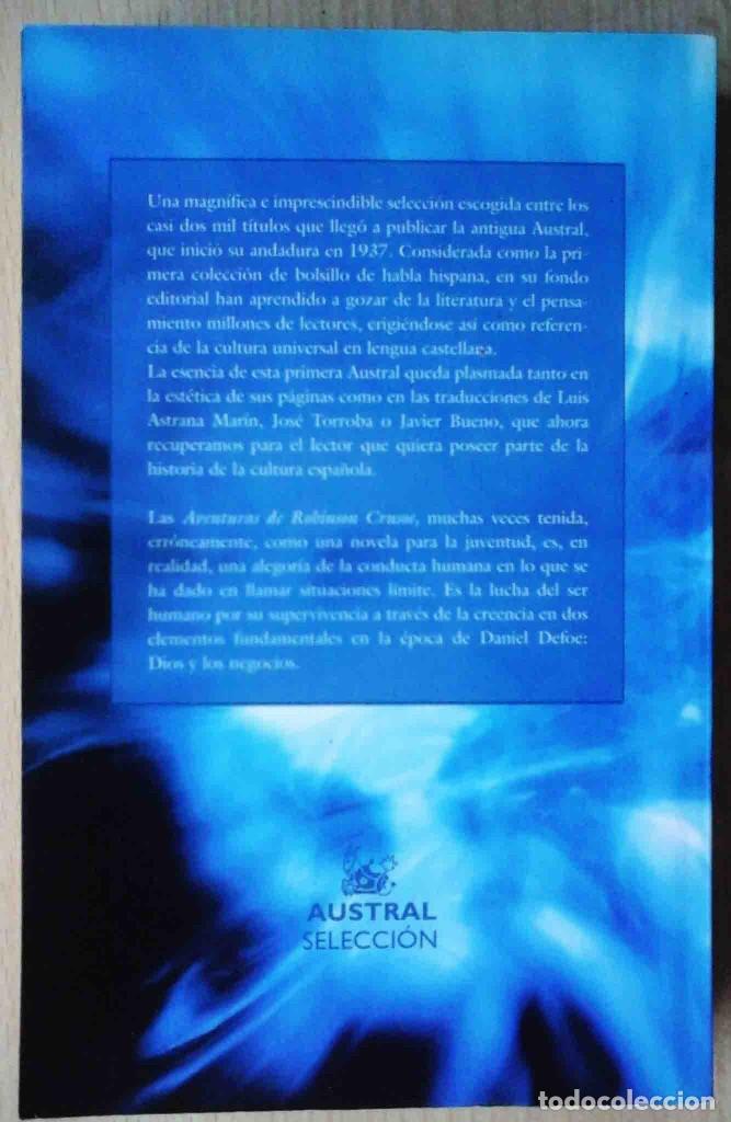 Libros de segunda mano: Aventuras de Robinson Crusoe (Daniel Defoe) Austral Selecci&oacute;n 2002. - Foto 2