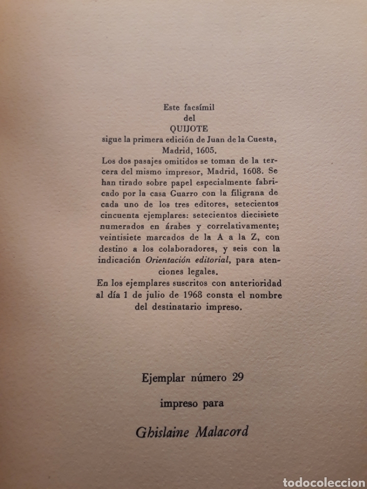 Libros de segunda mano: Don Quijote De La Mancha. Facsimil de la primera edicion. 2 tomos. 1968. - Foto 9