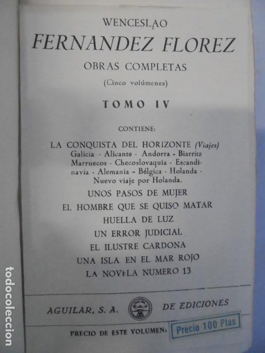 Libros de segunda mano: WENCESLAO FERNANDEZ FLOREZ. OBRAS COMPLETAS. 5 TOMOS EDITORIAL AGUILAR. - Foto 36 - 236218835