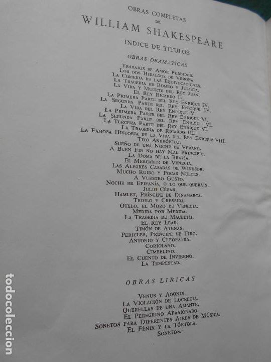 Libros de segunda mano: OBRAS COMPLETAS WILLIAN SHAKESPEARE AGUILAR 1961 - Foto 4
