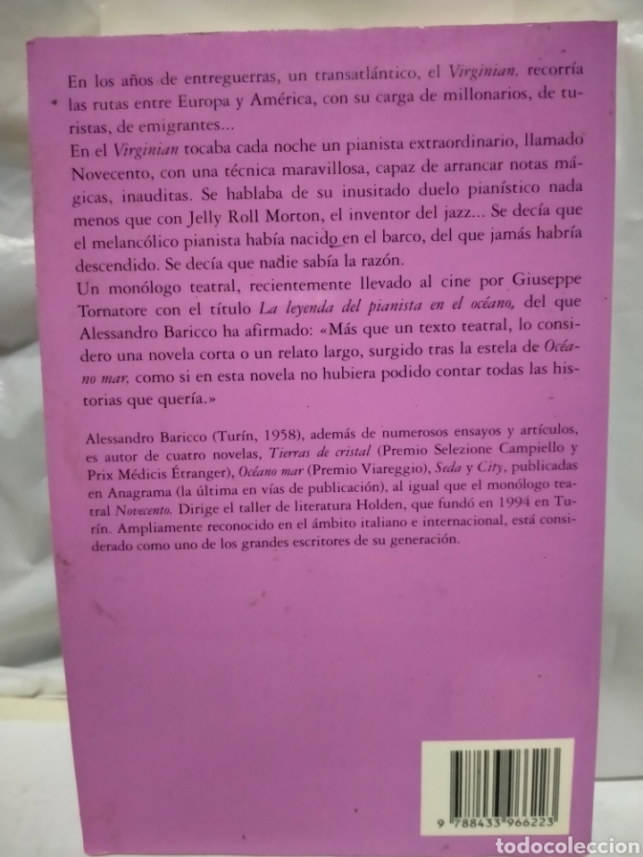Libros de segunda mano: ALESSANDRO BARICCO. NOVECCENTO .ANAGRAMA - Foto 2