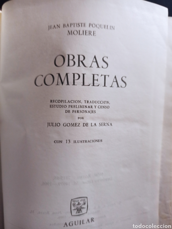 Libros de segunda mano: OBRAS COMPLETAS DE JEAN BAPTISTE POQUELIN - MOLIERE. - Foto 5