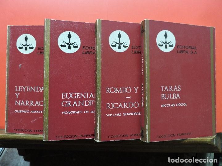 Libros de segunda mano: Lote Editorial Libra Colecci&oacute;n P&uacute;rpura. Nicol&aacute;s Gogol, Shakespeare, Honorato de Balzac y Becquer
