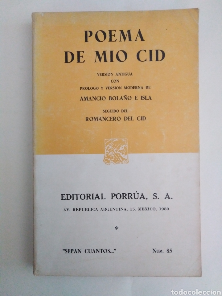 Libros de segunda mano: Poema de Mio Cid / Versi&oacute;n antigua con pr&oacute;logo y versi&oacute;n moderna de Amancio Bola&ntilde;o e Isla - Foto 1