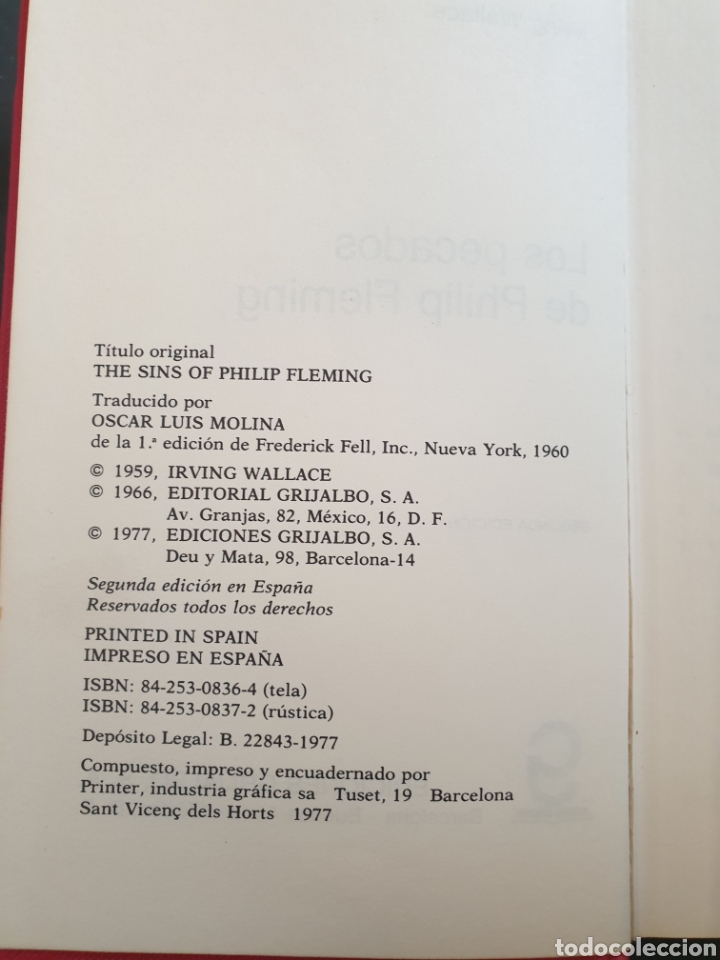 Libros de segunda mano: Los pecados de Philip Fleming - Irving wallace - Foto 5