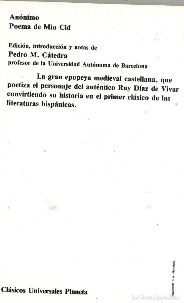 Libros de segunda mano: Poema de Mio Cid. Planeta, 1985 - Foto 2