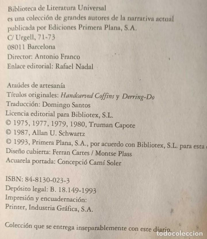 Libros de segunda mano: Libro: Ata&uacute;des de Artesan&iacute;a de Truman Capote, 1993 - Foto 4