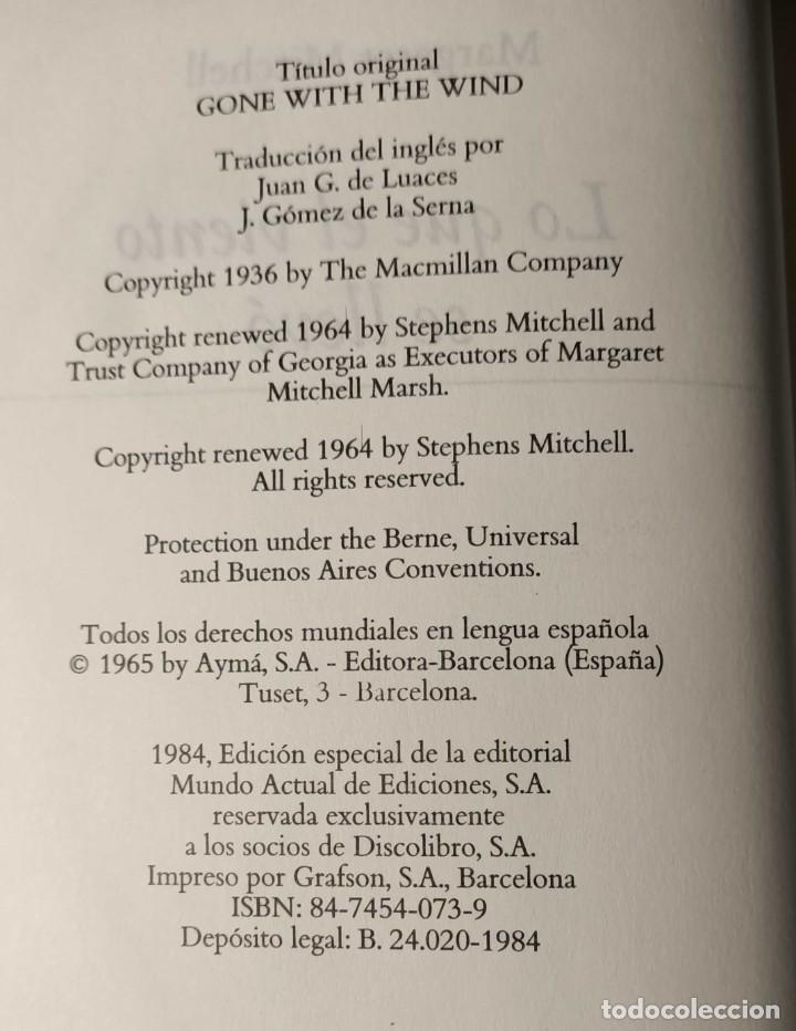 Libros de segunda mano: Libro: Lo que el viento se llev&oacute;, Margaret Mitchell, 1984 - Foto 5