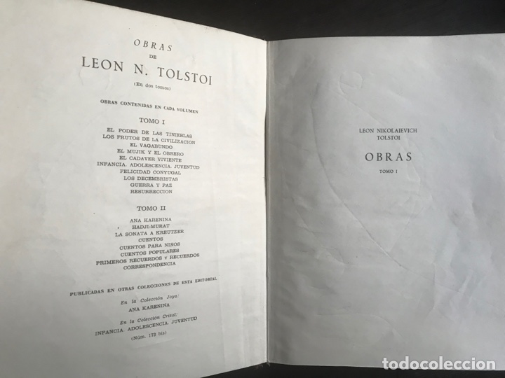 Libros de segunda mano: Tolstoi. Obras. Aguilar 1966 y 1964. - Foto 2