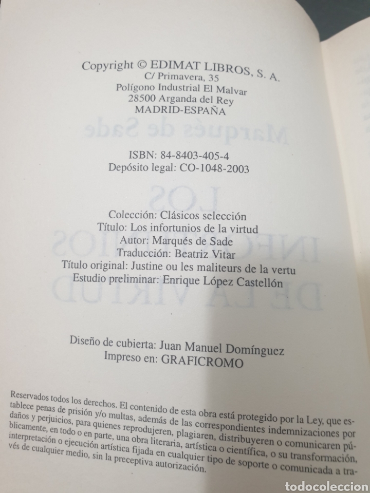 Libros de segunda mano: ESTAMOS LIQUIDANDO. Los infortunios de la virtud, 2003, marqu&eacute;s de Sade - Foto 6