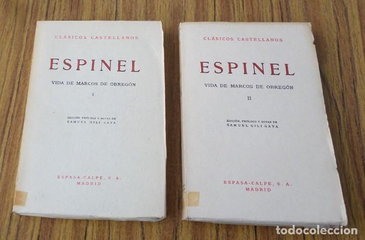 Libros de segunda mano: 2 libros - ESPINEL - Vida de Marcos de Obreg&oacute;n - Ed. Espasa Calpe 1969 - 1970 - Foto 1