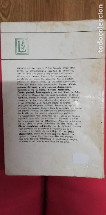Libros de segunda mano: ODAS ELEMENTALES. PABLO NERUDA. - EDITORIAL LOSADA - BUENOS AIRES 1970 A1 - Foto 4