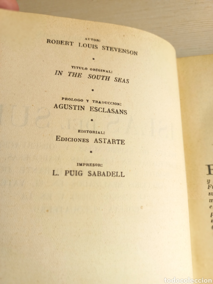 Libros de segunda mano: Islas del Sur. Robert Louis Stevenson. Ediciones Astarte, 1945. - Foto 4