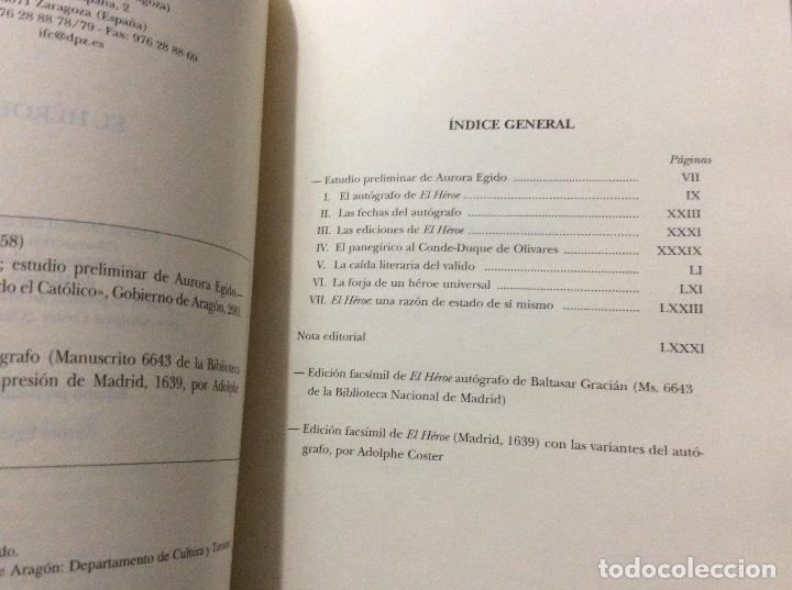 Libros de segunda mano: EL H&Eacute;ROE Edici&oacute;n facsimil del aut&oacute;grafo - Graci&aacute;n,Baltasar - Foto 3