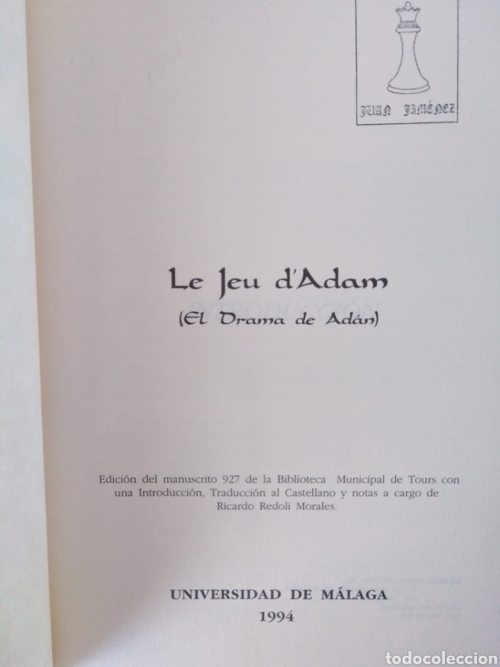 Libros de segunda mano: Le Jeu dAdam (El drama de Ad&aacute;n) / An&oacute;nimo - Foto 3