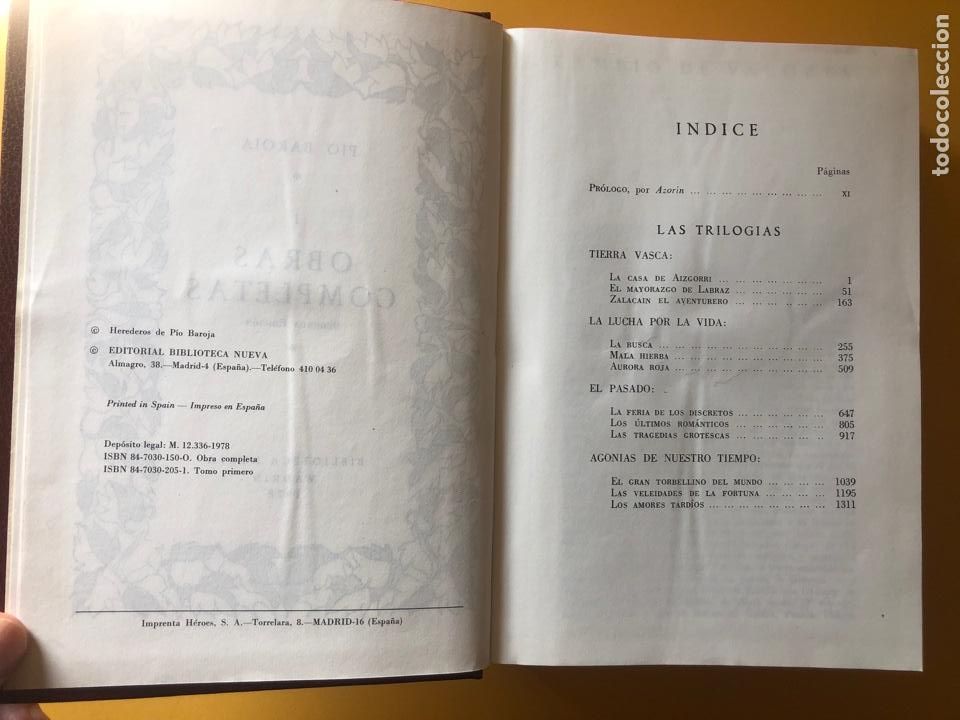 Libros de segunda mano: PIO BAROJA. OBRAS COMPLETAS I. BIBLIOTECA NUEVA. - Foto 4